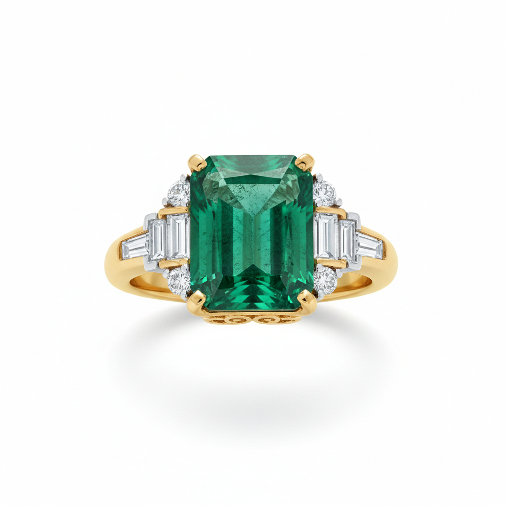 Emerald Diamond Cocktail Ring