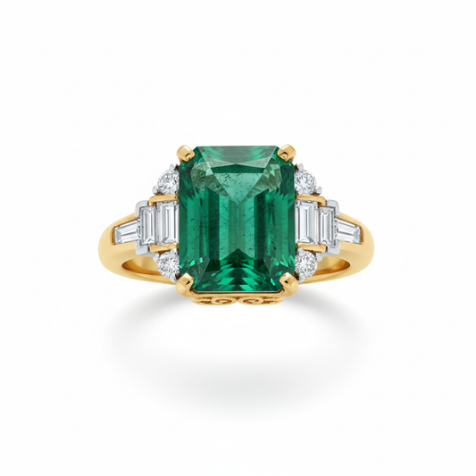 Emerald Diamond Cocktail Ring