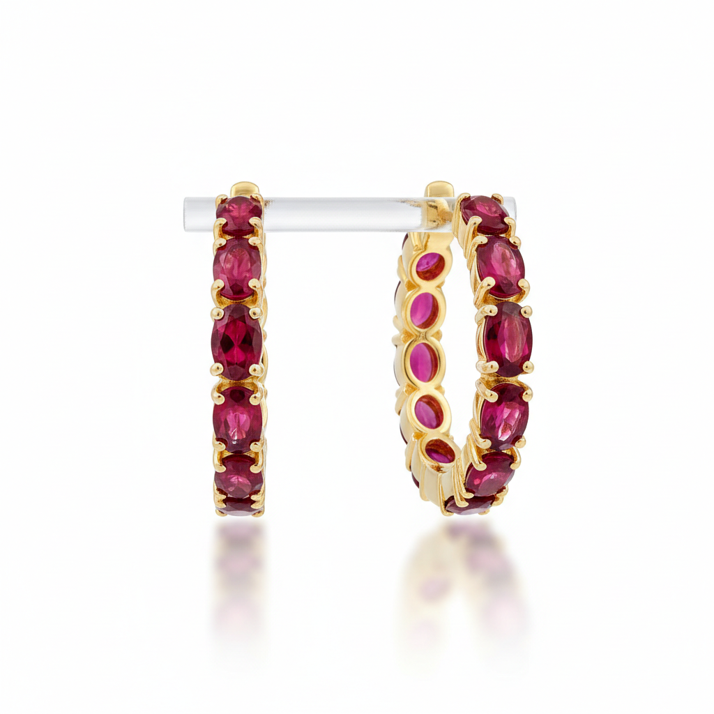 Ruby Gold Hoop Earrings