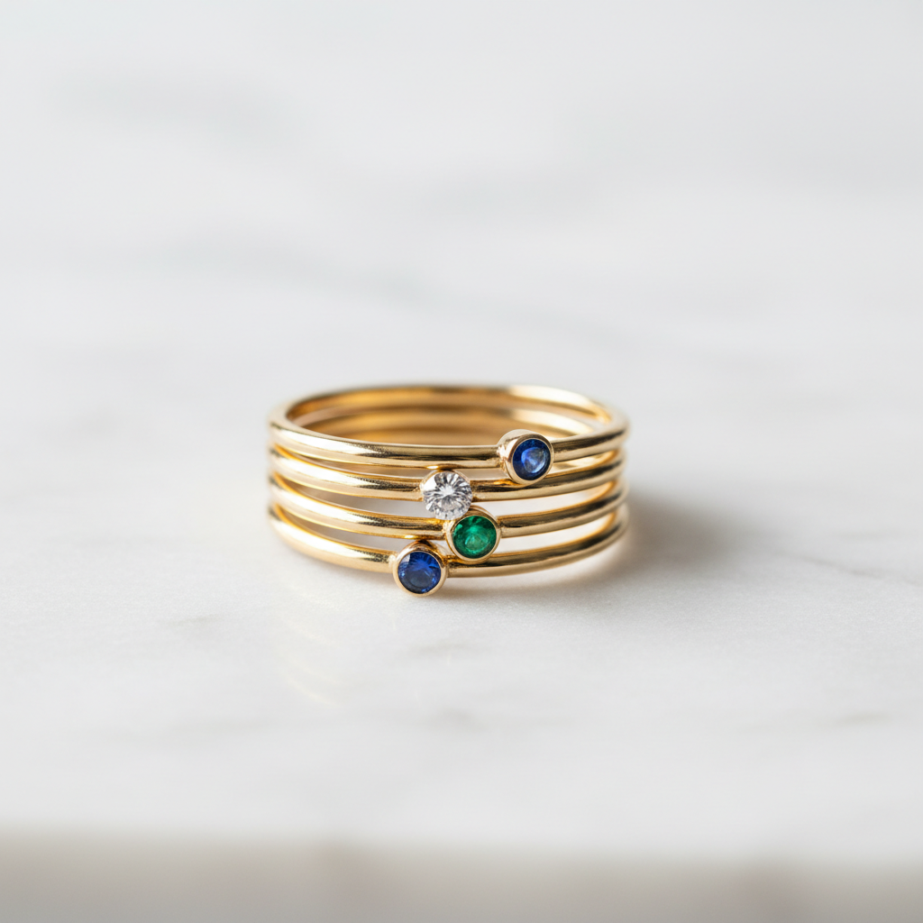Stackable Minimalist Gold Ring Set